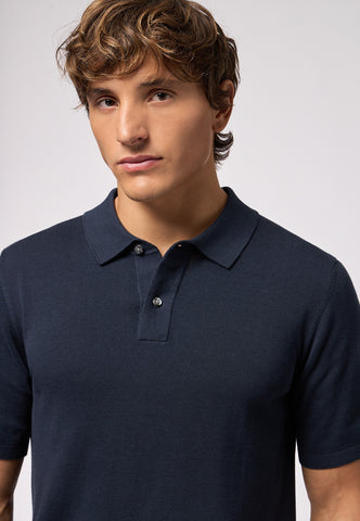 Roy Robson, Navy Knitted Polo Shirt