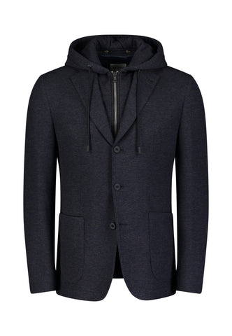Roy Robson, Navy Jersey Blazer with Removable Hoodie Insert