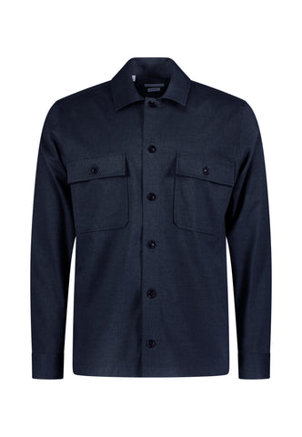 Roy Robson, Navy Wool-Blend Overshirt