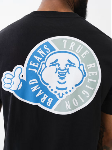True Religion, Flocked  Thumbs Up  Black Tee