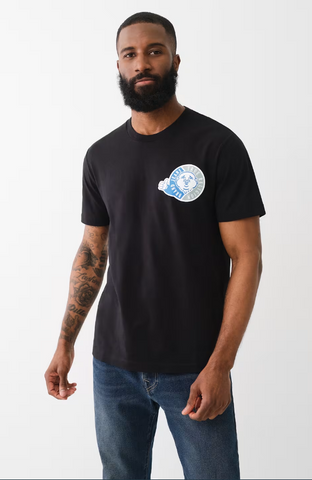 True Religion, Flocked  Thumbs Up  Black Tee