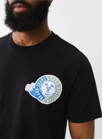 True Religion, Flocked  Thumbs Up  Black Tee