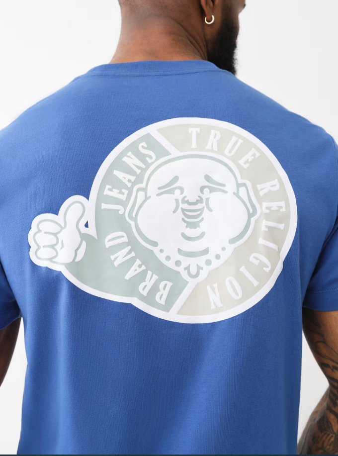 True Religion, Flocked  Thumbs Up  Blue Tee