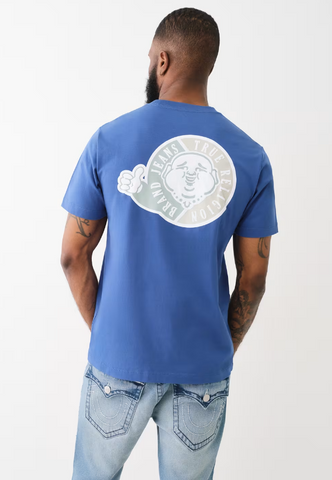 True Religion, Flocked  Thumbs Up  Blue Tee