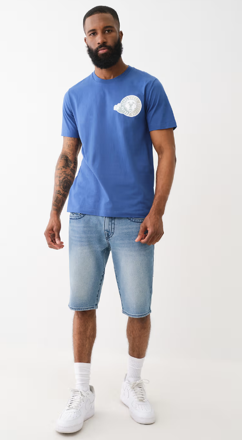 True Religion, Flocked  Thumbs Up  Blue Tee