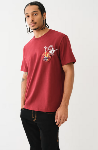 True Religion, Patch Short Sleeve Wine Tee