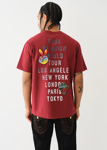 True Religion, Patch Short Sleeve Wine Tee