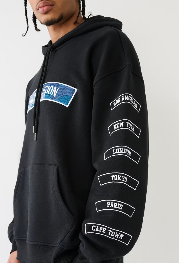 True Religion, Embroidered Patch Hoodie