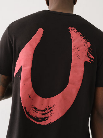 True Religion, Painted Horseshoe Relaxed Black/Red Tee