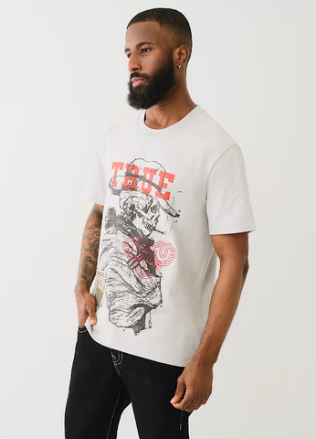 True Religion, T-Shirt With Yellowstone Skull And Sashiko