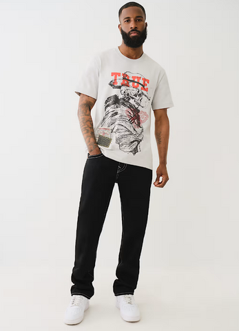 True Religion, T-Shirt With Yellowstone Skull And Sashiko