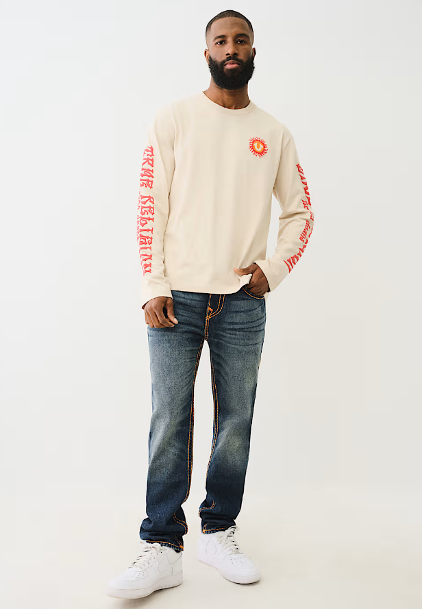 True Religion, Long  Sleeve T-Shirt With Flaming Horseshoe