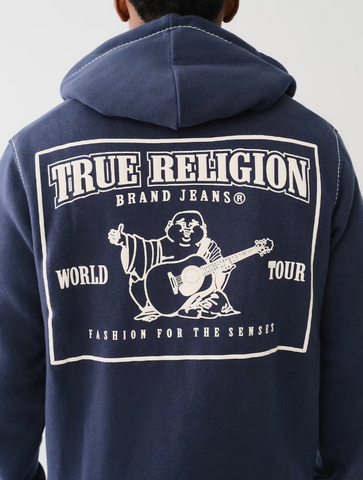 True Religion, Navy Big T Zip Hoodie