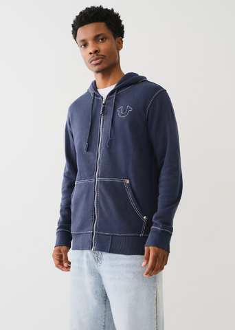 True Religion, Navy Big T Zip Hoodie