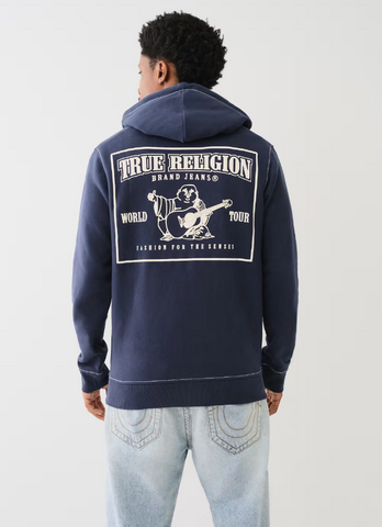 True Religion, Navy Big T Zip Hoodie