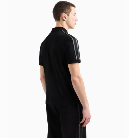 Emporio Armani, Logo Series cotton-jersey Black polo shirt