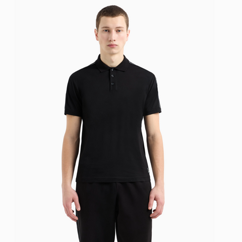Emporio Armani, Logo Series cotton-jersey Black polo shirt