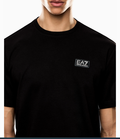 Emporio Armani, Logo Series Cotton Blend Jersey Black T-shirt