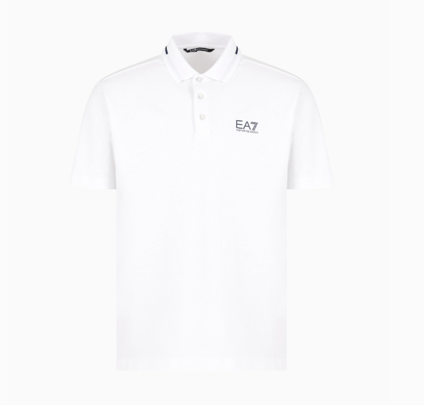 Emporio Armani, Stretch Cotton Piqué  White Polo Shirt
