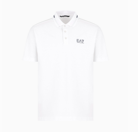 Emporio Armani, Stretch Cotton Piqué  White Polo Shirt