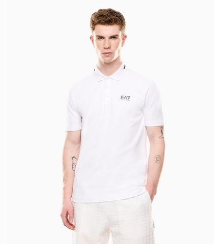 Emporio Armani, Stretch Cotton Piqué  White Polo Shirt