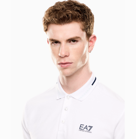 Emporio Armani, Stretch Cotton Piqué  White Polo Shirt