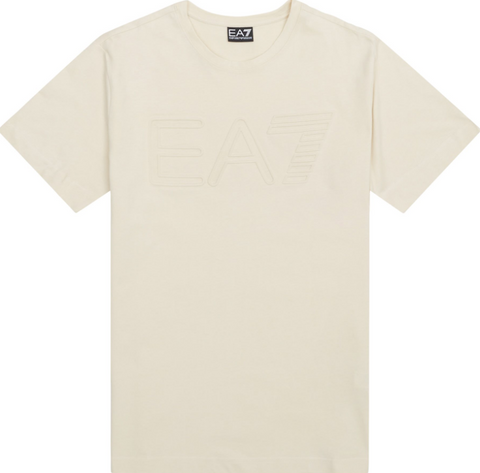 Emporio Armani, Visibility Cotton Crew-Neck Oversized  Beige T-Shirt
