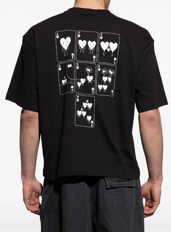 Emporio Armani, Black Relaxed Fit T-Shirt With A Special Funky Logo