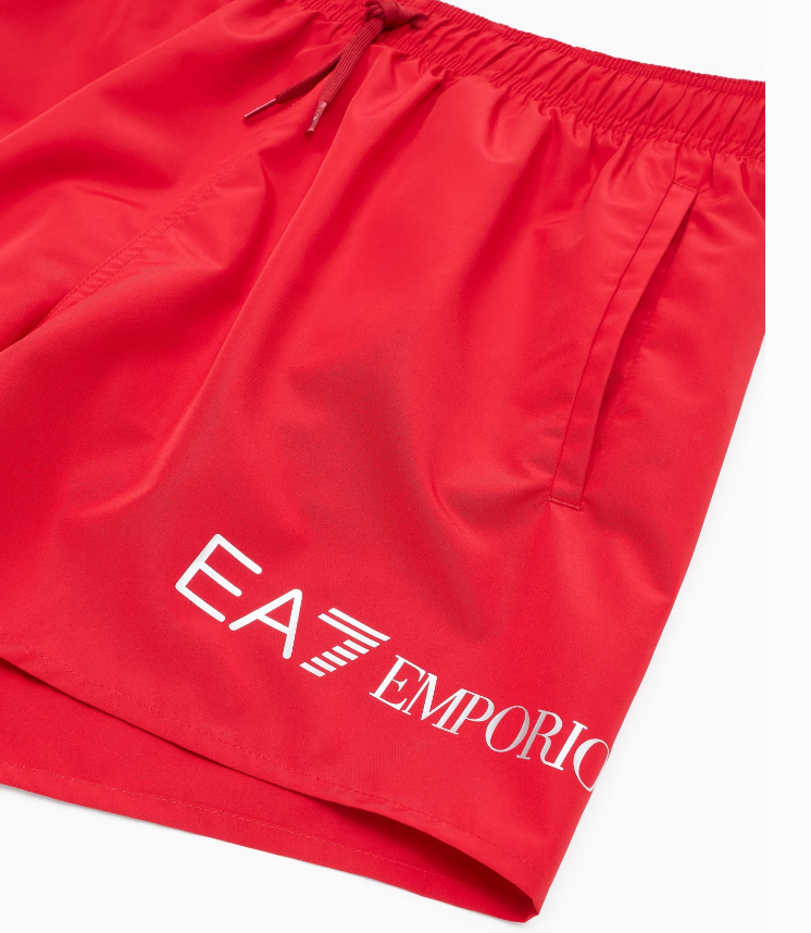 Emoprio Armani, Red Swim Trunks With Logo