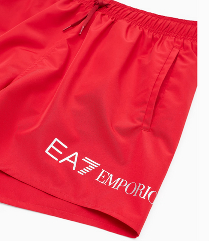 Emoprio Armani, Red Swim Trunks With Logo