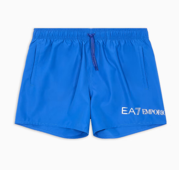 Emoprio Armani, Blue Swim Trunks With Logo