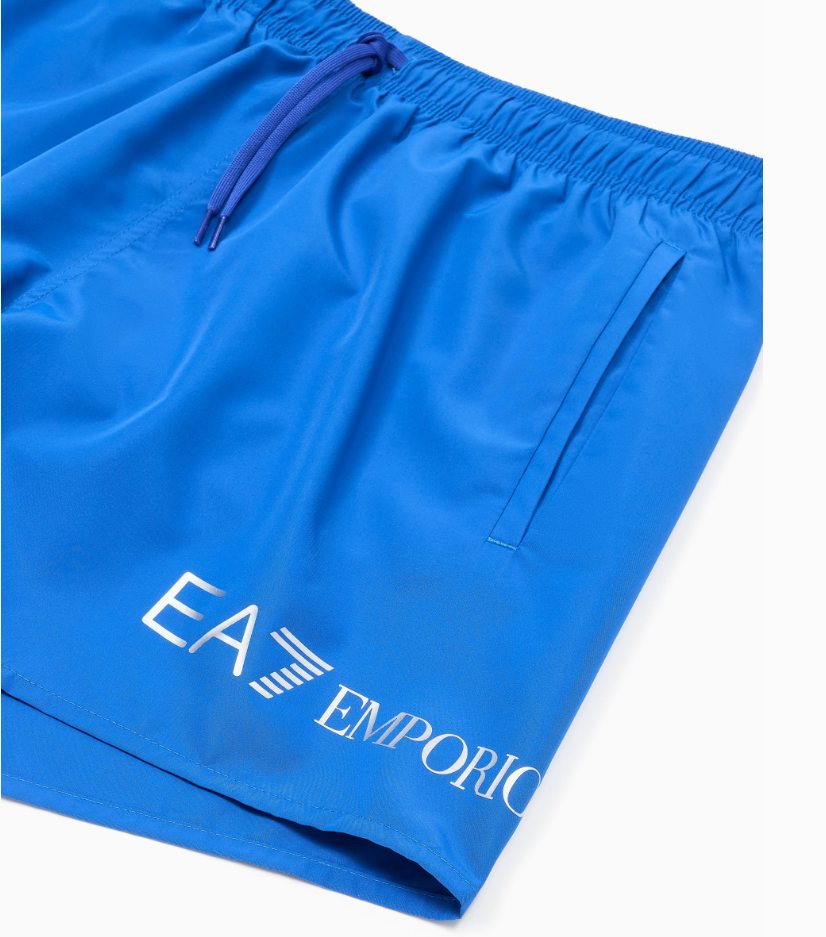 Emoprio Armani, Blue Swim Trunks With Logo