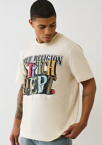 True Religion, Destroy and Rebuild Puff Print Ecru Tee