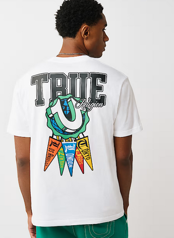 True Religion, White Horseshoe Pennants Graphic Tee
