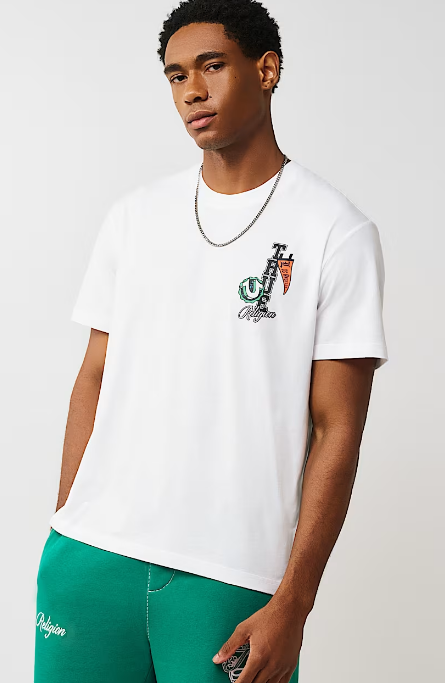 True Religion, White Horseshoe Pennants Graphic Tee