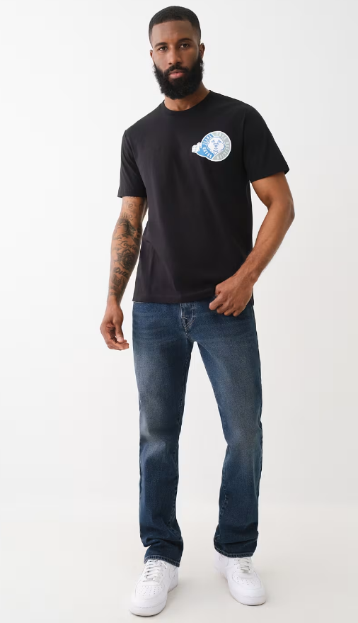 True Religion, Flocked  Thumbs Up  Black Tee