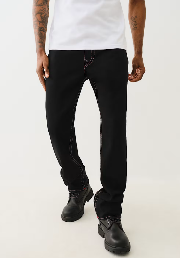 True Religion, Ricky Super T Pick Body Rinse  Black Stitch Straight
