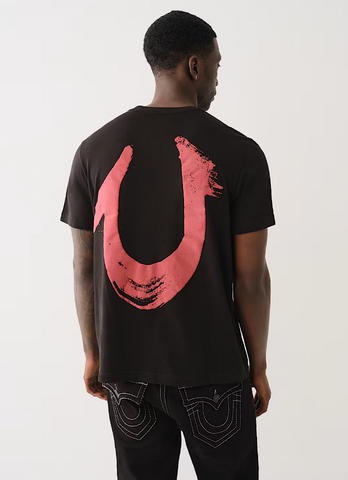 True Religion, Painted Horseshoe Relaxed Black/Red Tee