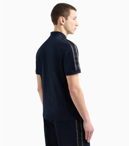 Emporio Armani, Logo Series cotton-jersey Navy polo shirt