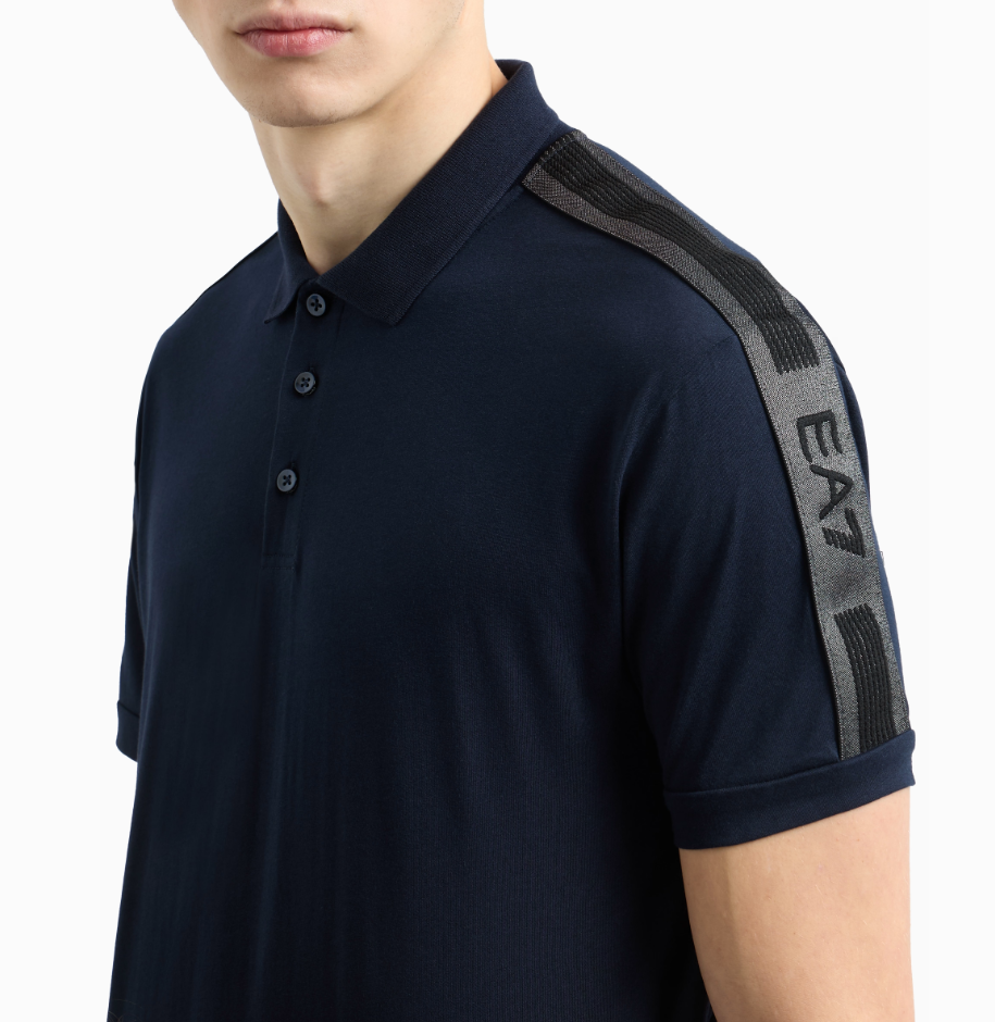 Emporio Armani, Logo Series cotton-jersey Navy polo shirt