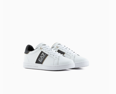 Emporio Armani, White And Black Classic Sneakers