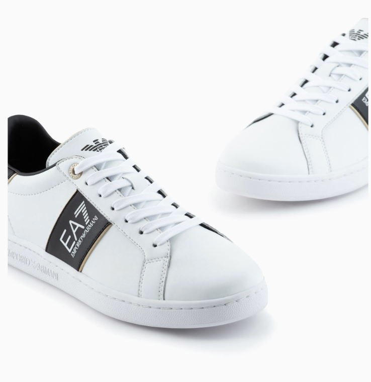 Emporio Armani, White And Black Classic Sneakers
