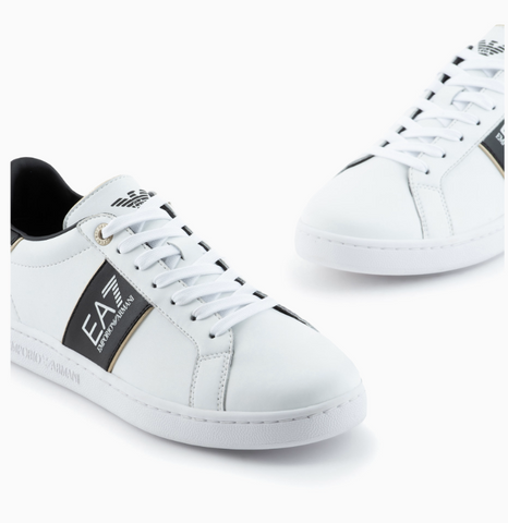 Emporio Armani, White And Black Classic Sneakers