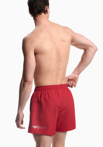 Emoprio Armani, Red Swim Trunks With Logo