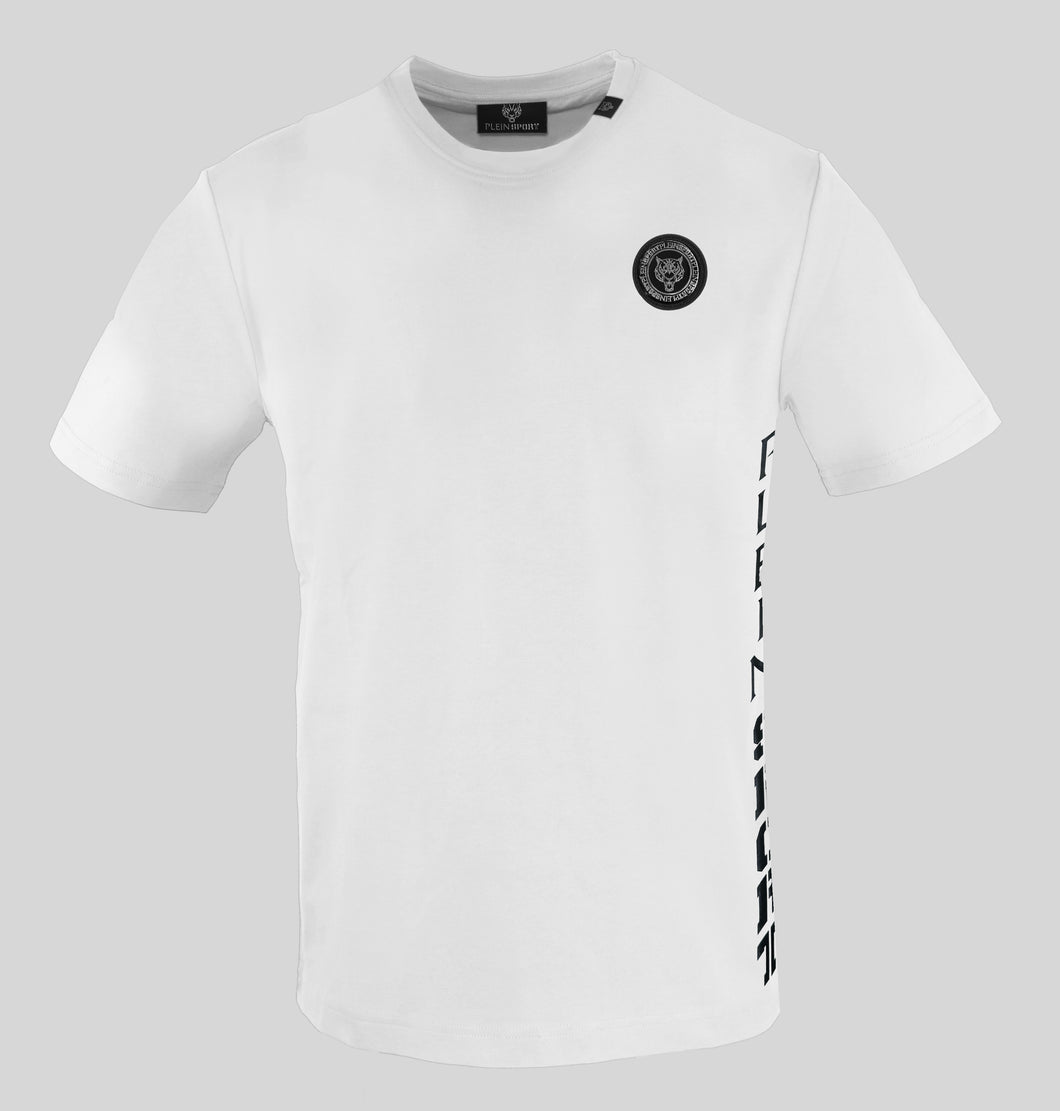 Plein Sport, White T-Shirt With Unique Side Insignia