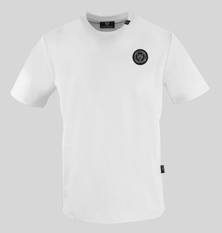 Plein Sport, Logo Patch Cotton  White T-Shirt