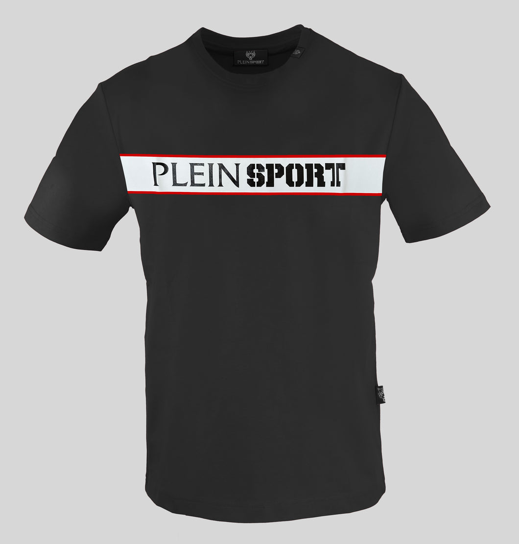 Plein Sport, Black T-Shirt With Black  Red And White Logo