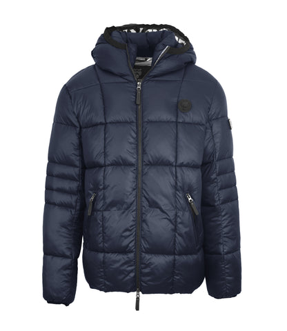 Plein Sport, Navy Blue Quilted  Jacket With 3G Black Emblem Logo