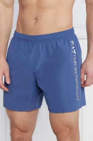 EA7, Blue With Silver Brand Name SwimShort