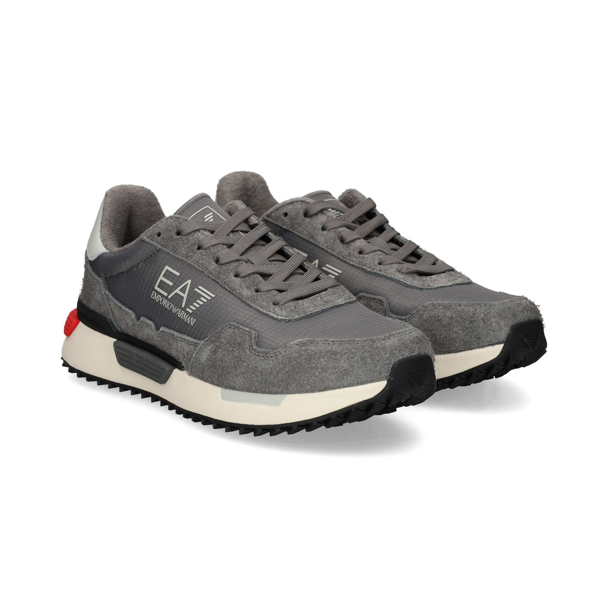 Emporio Armani, Fabric Sneaker With Suede Inserts Vintage Running-Grey